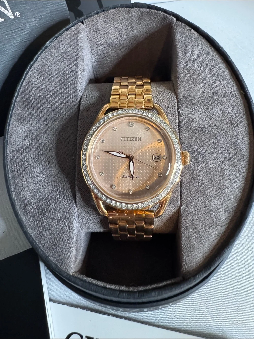 NEW Citizen Eco-Drive Ladies LTR Watch - Rose Gold & Crystals (NIB w/ Warranty)
